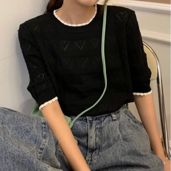 Ženska tanka pletena bluza s rukavima