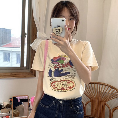 Γυναικείο μπλουζάκι με κοντό μανίκι και έγχρωμη εκτύπωση