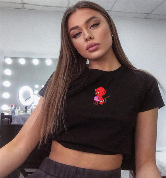 Νέο κοντό γυναικείο μπλουζάκι με απλικέ