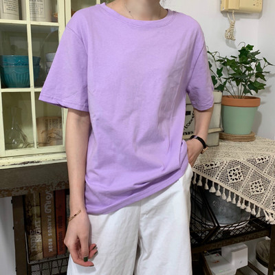 Καλοκαιρινό βαμβακερό μπλουζάκι με κοντά μανίκια