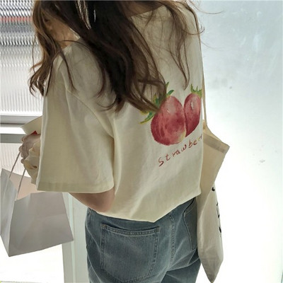 Γυναικείο φαρδύ μπλουζάκι με απλικέ στο πίσω μέρος και 3/4 μανίκια