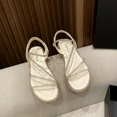 Ležerne ženske sandale s kamenčićima i ravnim potplatom