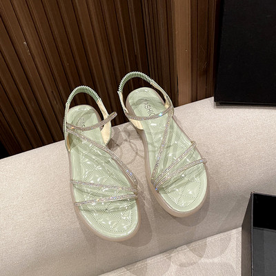 Ležerne ženske sandale s kamenčićima i ravnim potplatom