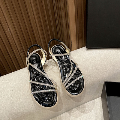 Ležerne ženske sandale s kamenčićima i ravnim potplatom