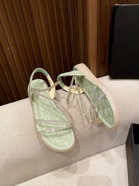 Ležerne ženske sandale s kamenčićima i ravnim potplatom