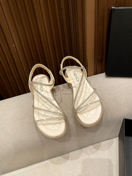 Ležerne ženske sandale s kamenčićima i ravnim potplatom