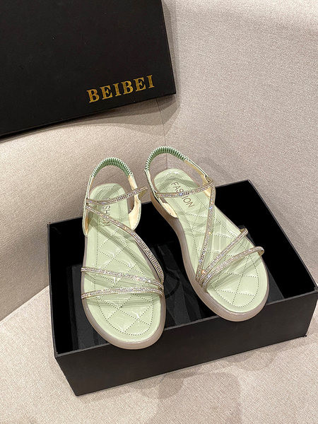 Ležerne ženske sandale s kamenčićima i ravnim potplatom