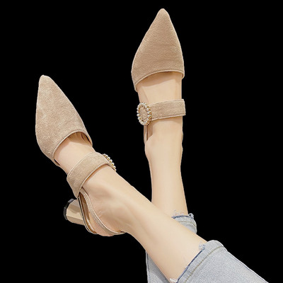 Γυναικεία καθημερινά σανδάλια σουέτ με μυτερά μοντέλα