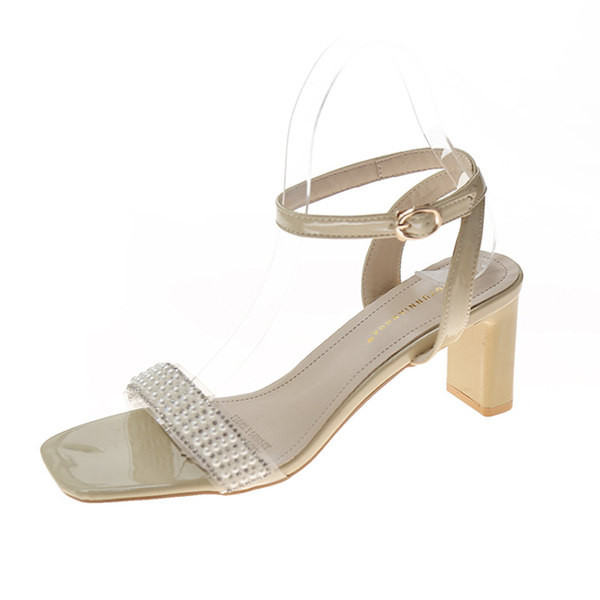 Ženske moderne sandale na petu od 8 cm i kamenčićima