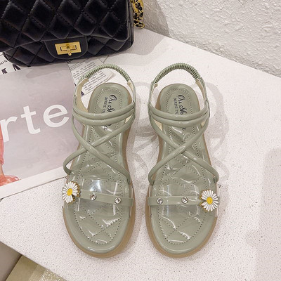 Ženske sandale sa prozirnim dijelom i cvijetom