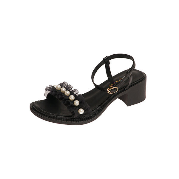 Sieviešu ikdienas sandales ar pērlēm divās krāsās