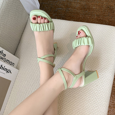 Ženske sandale na petu u četiri boje od umjetne kože