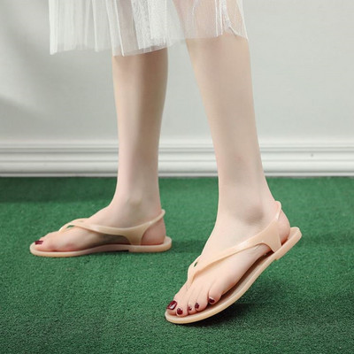 Ženske sandale između prstiju od silikona i ravnog potplata