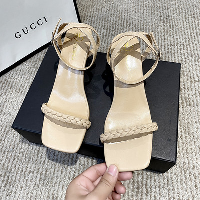 Ženske kožne sandale sa 7 cm tankom petom