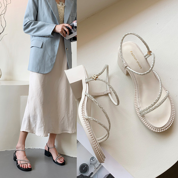 Ženske ležerne sandale s kamenčićima i remenčićima