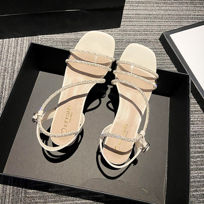 Moderne ženske sandale sa kamenčićima i petom debljine 5,5 cm