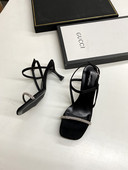 Crne ženske sandale na tanku petu 7,5 cm