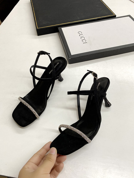 Crne ženske sandale na tanku petu 7,5 cm