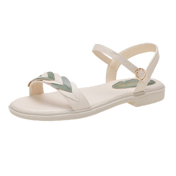 Ležerne ženske sandale od umjetne kože s ravnim potplatom