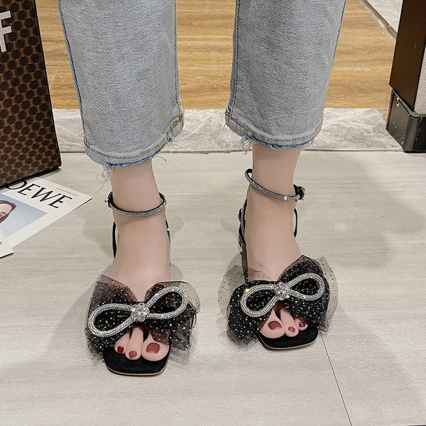 Ženske sandale sa trakom i kamenčićima u dvije boje