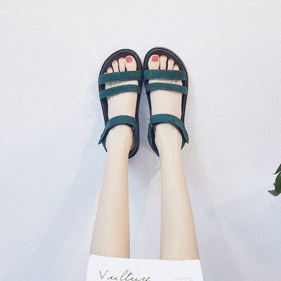 Ženske ležerne sandale od eko brušene kože s čičak kopčanjem