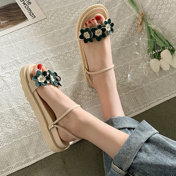Ležerne ženske sandale sa 3D cvjetnim elementom u tri boje