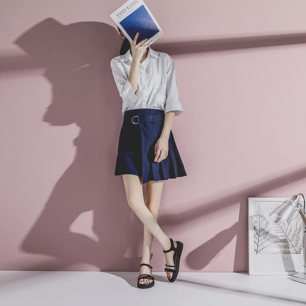 Ženske eko antilop sandale sa metalnom kopčom