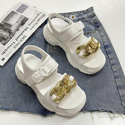 Ležerne ženske sandale sa metalnim lancem