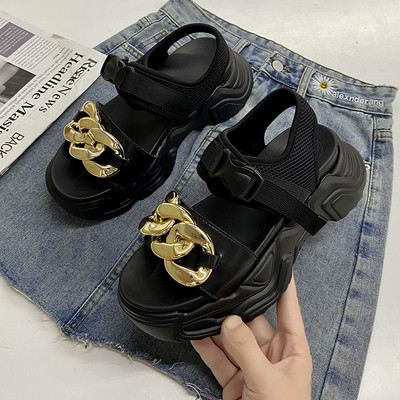 Ležerne ženske sandale sa metalnim lancem