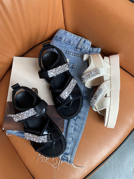 Ženske ležerne sandale sa naljepnicama i kamenčićima