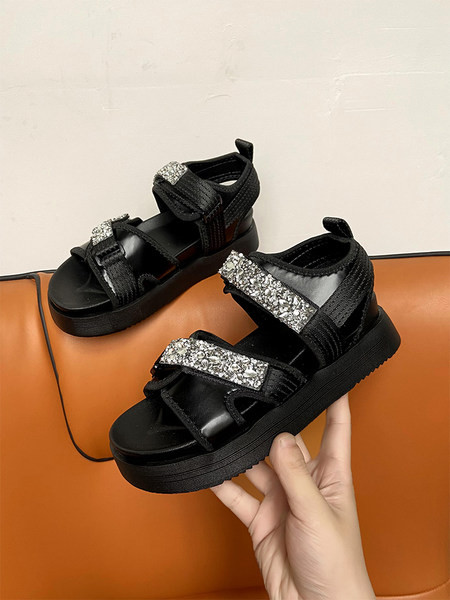 Ženske ležerne sandale sa naljepnicama i kamenčićima