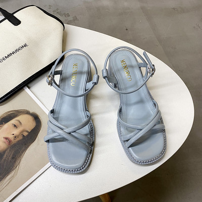 Ženske kožne sandale na petu debljine 4,5 cm