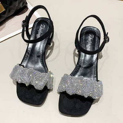 Νέο μοντέλο γυναικεία σανδάλια με πέτρες και τετράγωνο τακούνι