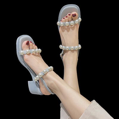 Γυναικεία σανδάλια με πέρλες  σε τρία χρώματα - κατασκευασμένα από οικολογικό δέρμα