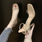 Ženske sandale od eko kože i silikona na visoku petu