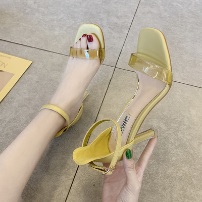 Ženske sandale od eko kože i silikona na visoku petu