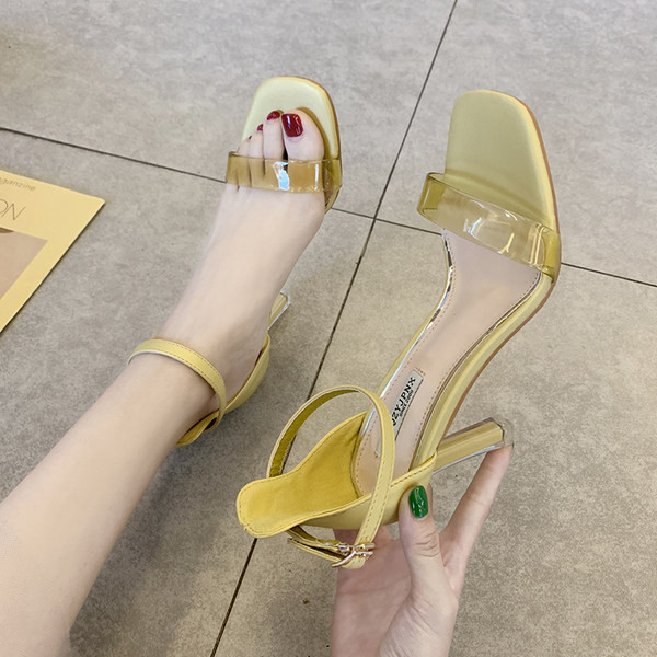 Ženske sandale od eko kože i silikona na visoku petu