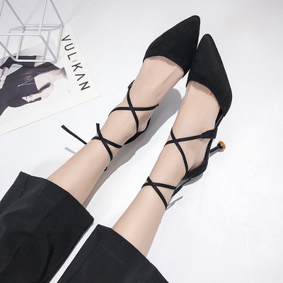 Novi model špic sandala od eko brušene kože sa tankim remenčićima