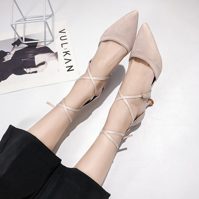 Novi model špic sandala od eko brušene kože sa tankim remenčićima