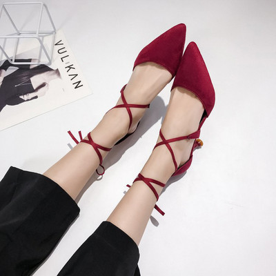 Novi model špic sandala od eko brušene kože sa tankim remenčićima