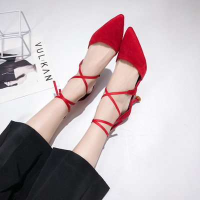 Novi model špic sandala od eko brušene kože sa tankim remenčićima