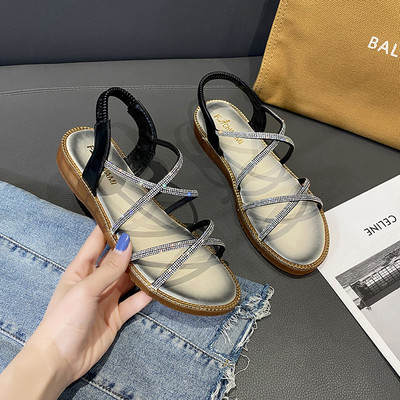 Moderne ženske sandale sa kamenčićima i ravnim đonom