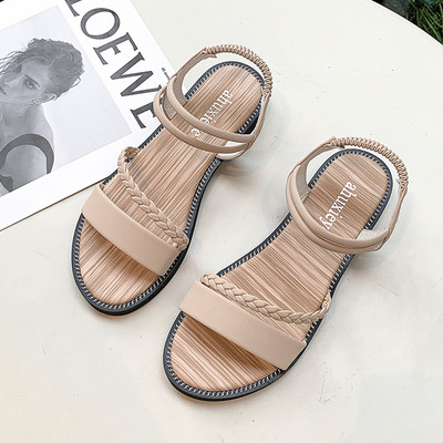 Casual γυναικεία σανδάλια με επίπεδη σόλα - σε τρία χρώματα