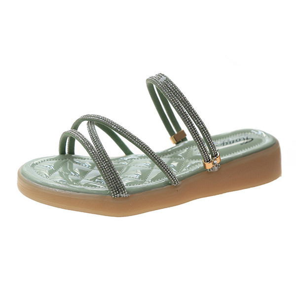 Moderne ženske sandale sa remenčićima i kamenčićima u dvije boje