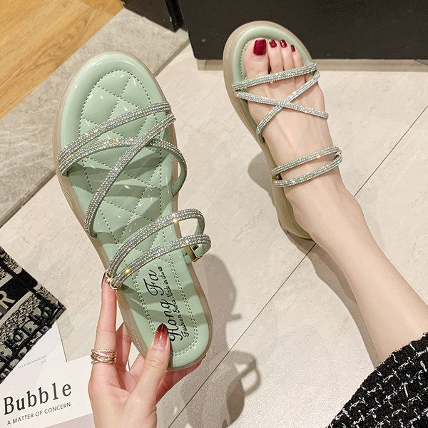 Moderne ženske sandale sa remenčićima i kamenčićima u dvije boje