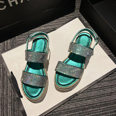 Casual γυναικεία σανδάλια με πέτρινη διακόσμηση και πλατφόρμα 6 cm