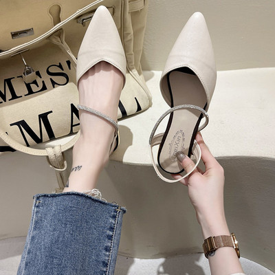 Γυναικεία καθημερινά σανδάλια με διακοσμητικές πέτρες - μυτερό  μοντέλο