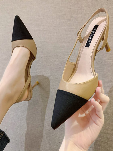 Moderne sandale od umjetne kože na tanku petu - model na špic