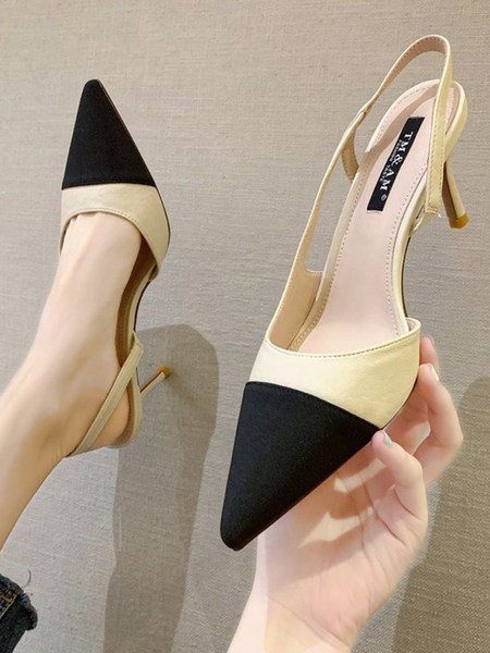 Moderne sandale od umjetne kože na tanku petu - model na špic