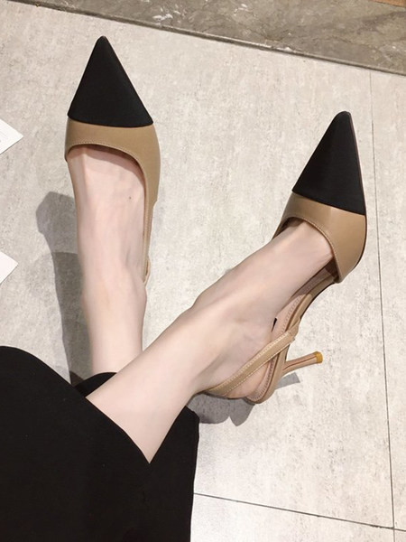 Moderne sandale od umjetne kože na tanku petu - model na špic